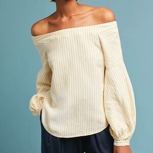 Anthropologie Maeve Clotille Off-The-Shoulder Blouse - yellow